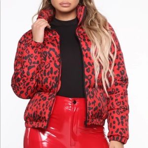 Red & black leopard puffer